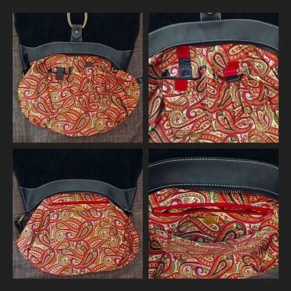 Maxx New York Black Corduroy And Leather Messenger Shoulder Bag Large Purse - Picture 9 of 11